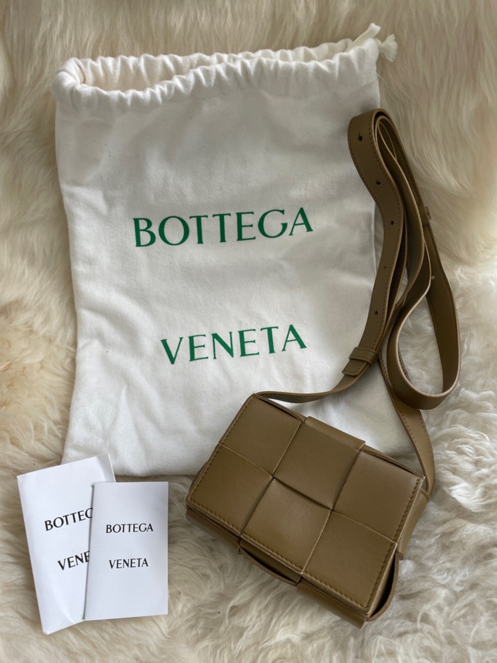 Bottega Veneta Tan Brown Intrecciato Candy Cassette Crossbody